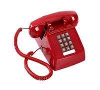 rongweiwang Telefono da scrivania cablato in stile vintage con base in metallo per hotel e casa, 13x22,2x11,5 cm, beige, Rosso, 13x22.2x11.5 cm