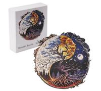 Rongxze puzzle in legno adulti, mistico Yin - Yang - albero - e luna - design, 200 pezzi, 26x26 cm, artigianato intellettuale, sfida rilassante, splendida decorazione per la casa