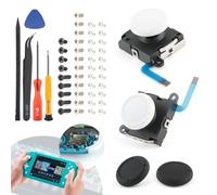 RongZy 2 Pezzi 3D Sostituzione Joystick Analogico per Switch Lite 3D Joystick Analogico per Joycon Switch Lite Controller Joystick Thumbstick Accessori con Vite Strumenti di Riparazione(Bianco)