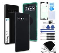 RongZy Coperchio Batteria Ricambio per Samsung Galaxy S10 SM-G973F SM-G973U SM-G973W Parte di Ricambio della Alloggiamento Copribatteria Posteriore con Strumento (Nero)