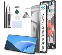 RongZy Schermo LCD per Oppo Reno12 F 4G CPH2687 TFT Display Sostituzione per Oppo Reno12 F 5G CPH2637 Digitizer Assembly Vetro di Ricambio Touch Screen con Strumenti(Nero con Cornice