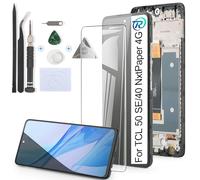 RongZy Schermo LCD per TCL 50 SE Display Sostituzione per TCL 40 NxtPaper 4G Digitizer Assembly Vetro di Ricambio Touch Screen con Strumenti(Nero con Cornice)