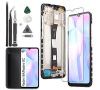 RongZy Schermo per Xiaomi Redmi 9A/Redmi 9C/Redmi 10A Display LCD Touch Screen Digitalizzatore Interno per Redmi 9A/Redmi 9C M2006C3L Sostituzione Assemblea con Strumenti(Nero con Cornice)