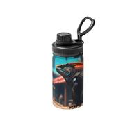 Ronin Iguana in un Cyberpunk Saloon - Bottiglia isolata in acciaio inox con coperchio, per sport, viaggi, ufficio, auto, 340 ml