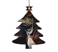 Ronin iguana Ornamento in legno a forma di albero di Natale, 4 pezzi, decorazione per albero, parete e porta, stile vintage