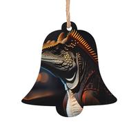 Ronin iguana ornamento in legno a forma di campana, 6 pezzi, decorazione per albero, parete e porta, stile vintage