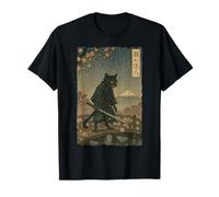 Ronin Il gatto samurai Cherry Blossom Ukiyo-e Manga Kanji Art Maglietta