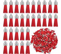 Ronlok 100 pezzi ghiande finta pelle scamosciata nappa ciondoli decorazione per fai da te fai da te forniture (rosso)