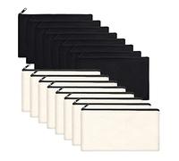 Ronlok 16 Pezzi Sacchetto Cosmetico Multiuso con Chiusura Tela Sacchetti di Trucco Kit da Toilette Penna Matita Sacchetto Fai Da Te Sacchetto , Nero & Beige