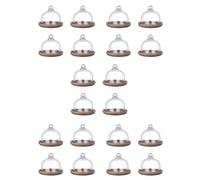 Ronlok Mini bastoncini da dessert multifunzionali, in acacacia, con coperchio a cupola, piatto per torte (20 pezzi)