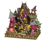 RonmayGift Kit fai da te per casa delle bambole in miniatura, con strano castello per casa delle bambole con copertura antipolvere, mini kit di costruzione per casa, angolo libro per adulti