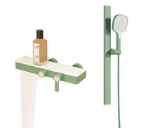 RONMX Rubinetti Vasca con Cascata, RTF0701 Moderno e Semplice Sistema Doccia, Miscelatore per Vasca con Doccetta 4 modalità, Pistola a Spruzzo, Asta di Sollevamento, Rubinetto da Parete