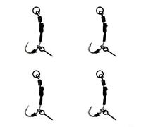 Ronnie Rig - Set di 4 esche da pesca con occhiello girevole, vite ovale in acciaio al carbonio, leggera, varie dimensioni, colore nero, adatte per pesca alla carpa e al fondo (e)