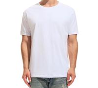 RONOMO Maglietta da uomo basic in tinta unita, media elasticità, prelavata, senza restringimento, colletto a coste, maniche corte, Classic Fit, Lw Bianco, M
