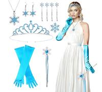 Ronronner Accessori Costume da Principessa per Adulti con 11 Pezzi, Accessori per Travestimenti con Corona, Collana, Guanti, Bacchetta Magica, Braccialetti e Orecchini