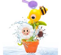 Ronronner Giocattolo Educativo per Bagnetto Neonati 1+ Anni - Set con Ventosa a Vuoto, Api Sprillanti e Girasoli Rotanti per Sviluppo Sensoriale, Spruzzo d'Acqua Interattivo e Design Sicuro per Vasca