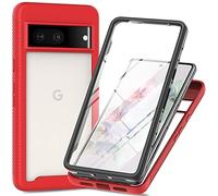 RonRun Cover Google Pixel 8, Antiurto 360 Gradi Full Case con Protezione per Schermo Incorporata, Trasparente Rugged TPU Bumper Doppia Protettiva Case rosso