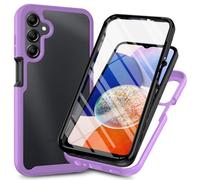 RonRun Cover Samsung Galaxy A14 4G, Antiurto 360 Gradi Full Case con Protezione per Schermo Incorporata, Trasparente Rugged TPU Bumper Doppia Protettiva Case Viola chiaro