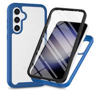 RonRun Cover Samsung Galaxy S25, Antiurto 360 Gradi Full Case con Protezione per Schermo Incorporata, Trasparente Rugged TPU Bumper Doppia Protettiva Case blu