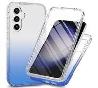 RonRun Cover Samsung Galaxy S25 Transparent Case con Protezione per Schermo Incorporata, Trasparente AntiGraffio Antiurto Doppia Protettiva Custodia per Samsung Galaxy S25 - Blu