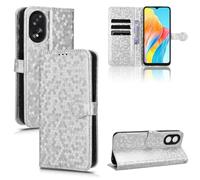 RonRun per Oppo A38 4G Cover a libro Flip Wallet Custodia in Pelle con Slot per Schede Custodia in Pelle Magnetica Cover per Oppo A38 4G - Argenteo