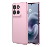 RonRun Silicone Liquido Cover Compatibile con Motorola Moto G86, Ultra Sottile Morbida Silicone Antiurto Protettiva Case con Fodera in Microfibra Antigraffio - Rosa