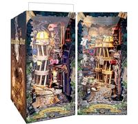 RONSTONE Book Nook - Casa Delle Bambole Booknook con Copertura Antipolvere e Luce LED - Vicolo Magico Notturno Puzzle 3D Inserto per Libreria Regalo Creativo