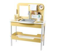 Ronyme 1 Pezzo Toeletta Giocattolo Bambini Mobile Trucco Vanity Lavandino Finto Specchio Set Accessori in Legno Acciaio Inox con Scaffale Aperto Adatta per Cameretta Centro Prima Infanzia