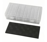 Ronyme 100 Capsule Rotonde Trasparenti con Monete E Custodia da Banco Contenitore per Pezzi Commemorativi Antichi E Argento Adatta per Esposizione E Ripostiglio, Tampone Nero