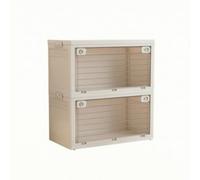 Ronyme 2 Pezzi Armadietto con | Doppio Accesso Frontale e Superiore, Armadietto in Polipropilene con Ruote, Struttura Senza Instzione, Trasparente, M