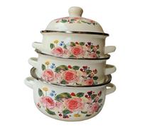 Ronyme 3x Pentole smaltate Pentole da cucina Elettrodomestici da cucina Regali Pentola smaltata antiaderente per zuppa per casa Ristorante Sala da pranzo, Style C