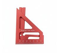 Ronyme Angolare Ruler Strumento da Falegname Goniometro Triangolo Righello in Lega di Alluminio Incisioni Metriche per Marcatura Precisa Leggera E Tascabile, Rosso, Triangolo+Metrico