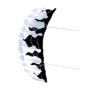 Ronyme Aquilone Paracadute da Esterno 2M con Maniglia, Aquilone Paracadute a Due Linee con Set di mulinelli per Bambini, Ragazzi e Ragazze, Linea da 30 m, Nero Bianco