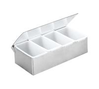 Ronyme Barattolo per condimenti in Acciaio Inox con Coperchio, Scomparti Multipli, Organizer per Accessori, Contenitore per Ristorante, casa, Bar, Cucina, 4 Griglia