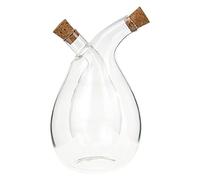 Ronyme Bottiglia a Due beccucci, Contenitore 2 in 1, 9,4 cm x 14 cm, Trasparente, Leggera, per la Cucina di casa, in Vetro Fatto a Mano, Regalo Decorativo.