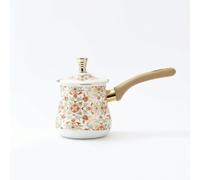 Ronyme Caffè Turco Pentolino Latte Acciaio Inox Manico Legno Beccuccio Antigoccia Coperchio con Pomello Decorativo Adatto a Cucina Domestica Campeggio Ufficio Regalo, 720ML, Pattern 1