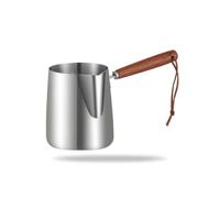 Ronyme Caraffa in Acciaio Inox Brocca Pentolino con Beccuccio a Becco per Versare Senza Gocce E Tacche di Misura Interne Manico, 600ML, Manico In Legno, Con Scala, Antibatterico 316 Ispessito