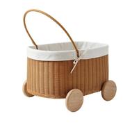 Ronyme Carrello Portaoggetti Bambini Carrello Scaffale Cassapanca Cesta con Manico in Legno E Ruote Rattan Naturale Resistente Utile per Oggetti E Peluche Adatto a Cameretta Asilo Regalo, style to 2