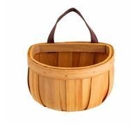 Ronyme Cestino in Legno a Forma di Zucca Rustico Cestino da Parete con Manico in Pelle Saldaspazio Cesto Sospeso da Parete per Casa, L