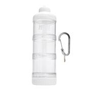 Ronyme Contenitore da viaggio per proteine in polvere, dispenser di proteine con moschettone, impilabile, multiuso, con tappo superiore, imbuto per sport, Bianco