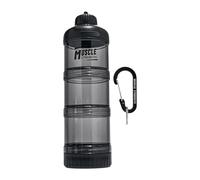 Ronyme Contenitore da viaggio per proteine in polvere, dispenser di proteine con moschettone, impilabile, multiuso, con tappo superiore, imbuto per sport, Nero