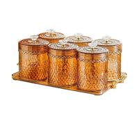 Ronyme Contenitore per alimenti, organizer multifunzionale, riutilizzabile, per barattoli di spezie, cassetto, coperchio ermetico, utensile da cucina, Ambra