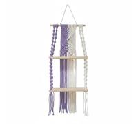 Ronyme Cotone Arazzo da Parete con Due Mensole in Legno E Macramè Decorazione Originale E Soluzione di Spazio Adatto per Casa Hotel Stanza, Viol Beige