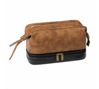 Ronyme Custodia da in Pelle Pu per Articoli da Toeletta Organizer da Bagno con Doppio Scomparto E Chiusure Multiple con Manico E Cinghia da Polso Adatta per Palestra E Borsa da Weekend, Giallo