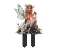 Ronyme Decorativo per Giardino, Prato, Cortile, Cartello 2D, Bellissimo Ornamento fatato, pianta in Vaso, Decorativo per Piante da Interno, Fata con Lampada