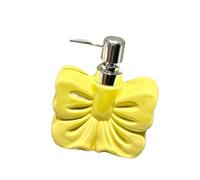 Ronyme Dispenser di Sapone a Forma di Fiocco, Bottiglia di Sapone per Le Mani in Ceramica, Barattolo per liquidi, Carino con Pompa, Bottiglia di lozione per, Giallo