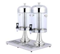Ronyme Distributore di Succo Dispenser Bevande Contenitore Bibite Server Doppia Camera in Acciaio Inox E Pc Trasparente con Coperchi a Cupola E Rubinetti, Silver, Double 16L