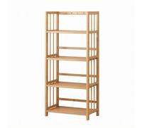 Ronyme Libreria a Tre Ripiani Scaffale Libreria Mensola Libri Mobile Portaoggetti in Bambù con Pannelli a Doghe E Ripiani Piani, Libreria A Quattro Ripiani, 50 Cm Di Lunghezza