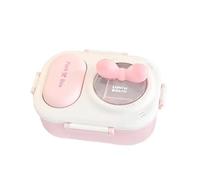 Ronyme Lunch Box Bento Box ermetico a prova di perdite, portatile, con forchetta e cucchiaio, per lavoro, all'aperto, in viaggio, preparazione dei pasti, Bianco Rosa