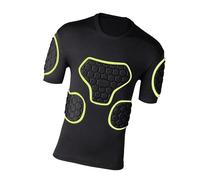 Ronyme Maglia da Calcio a Compressione Imbottita in Uomo a Manica Corta con Protezione migliorata per la milza, Protezioni per Torace e Gomiti comode, Taglia XL